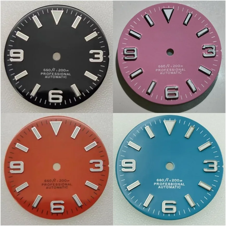 

Циферблат 369, розовый, синий, черный, белый, оранжевый, зеленый светящийся циферблат 28,5 мм для часов NH36/NH35, аксессуары для часов NH35, циферблат