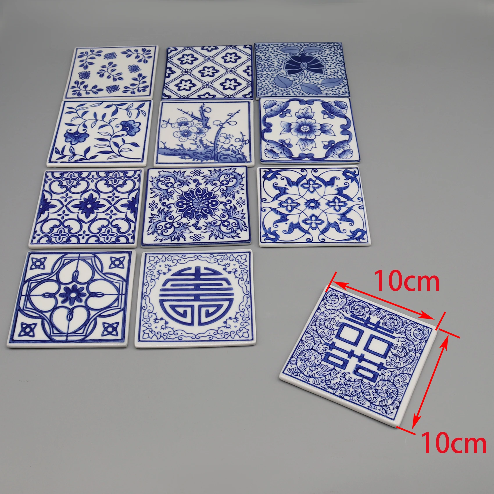 Piastrella decorativa in ceramica, sottobicchiere in ceramica, ceramica blu e bianca 10X10 cm, decorazione domestica 15 Piastrella decorativa in ceramica, sottobicchiere in ceramica, ceramica blu e bianca 10X10 cm, decorazione domestica 15