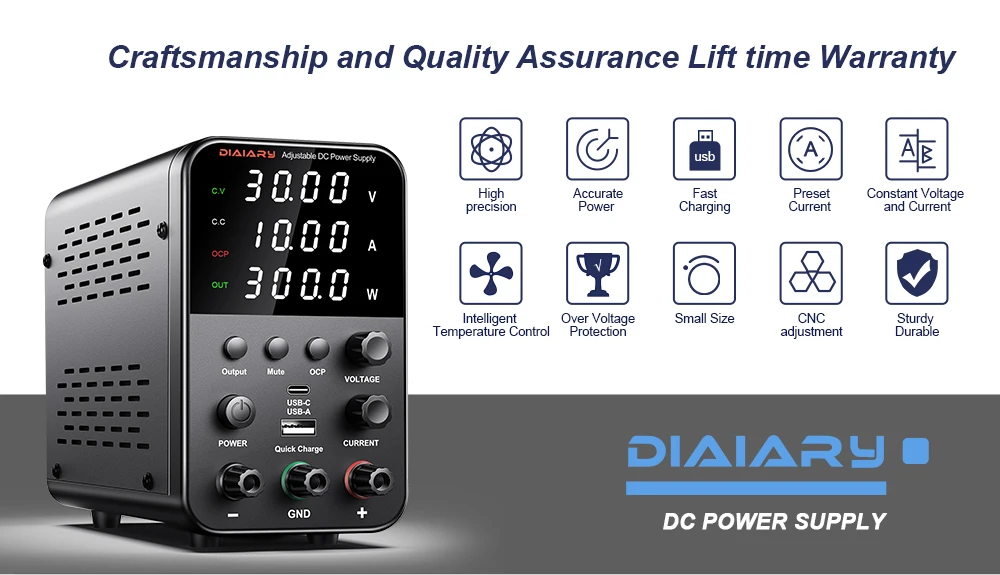 Description Picture 2 of itemDC Power Supply 30V 10A Laboratory Regulator Switching Bench Power Supply Adjustable