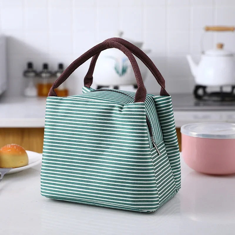 

Fresh Cooler Bag Thermal Waterproof Nylon Portable Zipper Closed Oxford Lunch Bags For Women Convenient Lunch Box Tote Food Bags