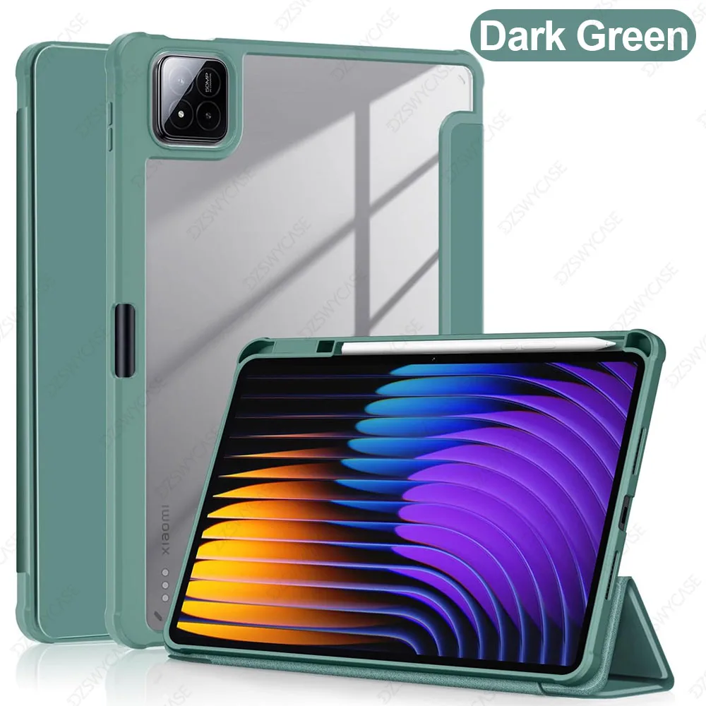 Durable Tablet Case with Pencil Holder and Clear Back Shell