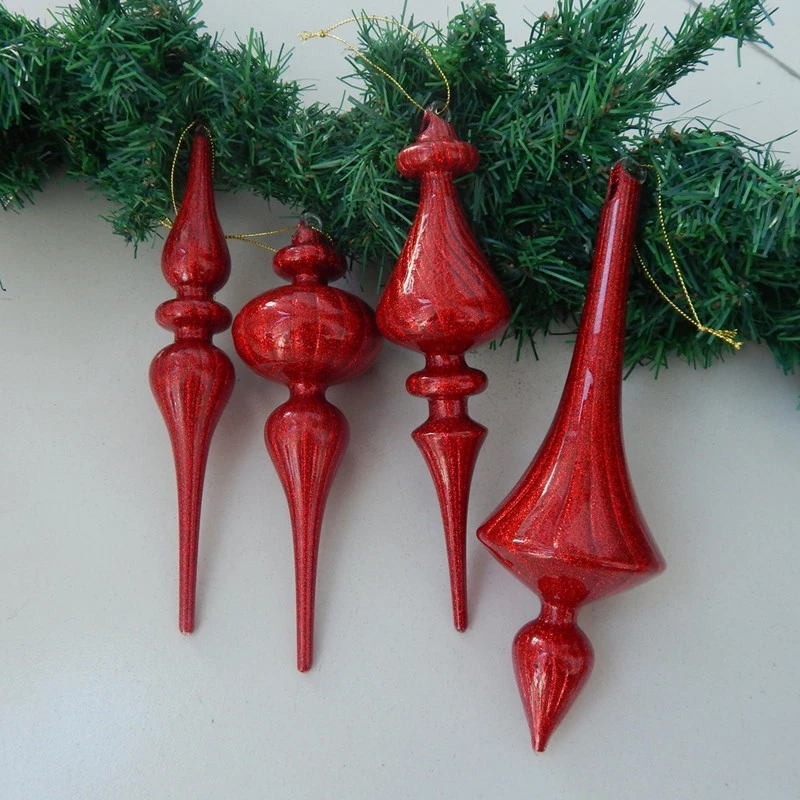 

4pcs/pack Red Series Glass Pendant Handmade Decoration Christmas Tree Hanging Ornament Window Hotel Wedding Mall Decoration