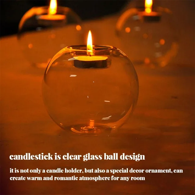 3/6/12PcsTransparent Round Hollow Glass Candle Holder Christmas Wedding Banquet Bar Party Wax Holder Candlesticks Home Decoratio 2