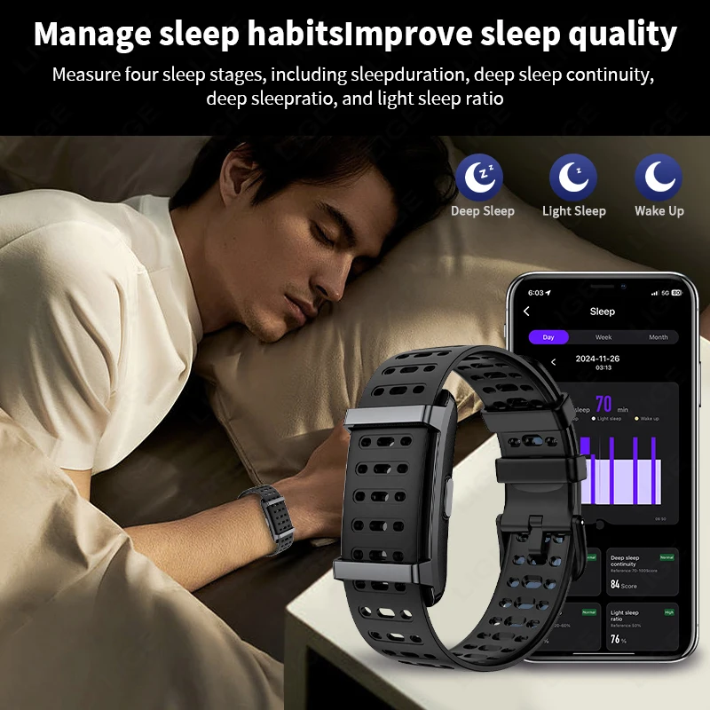 LIGE No Screen Smart Watch Sports Outdoors Fitness Heart Rate Monitor 1ATM Waterproof New Men Smart Bracelet For Andrio IOS 2026