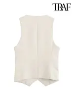 TRAF Women Fashion Front Button Fitted Waistcoat Vintage Sleeveless Welt Pockets Female Outerwear Chic Vest Tops - Image 2