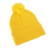 New Custom Logo Solid Color Pompom Knitted Hats Outdoor for Women Warm Beanie Hat Hip Hop Skullies Kniting Cap Winter Ski Caps 3