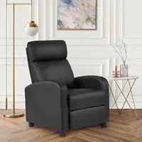 Massage Recliner Sofa with Lumbar Support and Adjustable Backrest for Living Room or Bedroom in Black Leather 2
