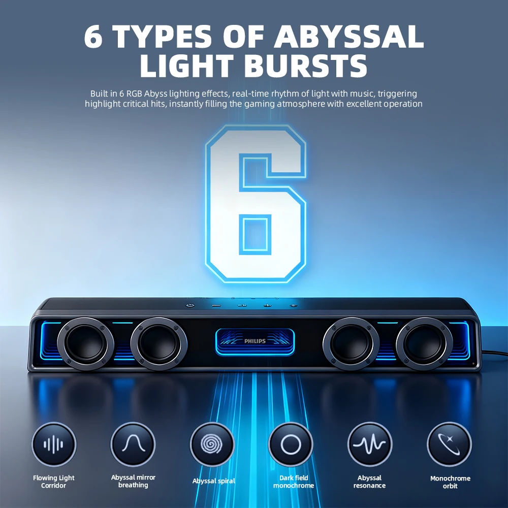 فيليبس السلكية المتكلم USB خط مضخم الصوت مع RGB ضو...