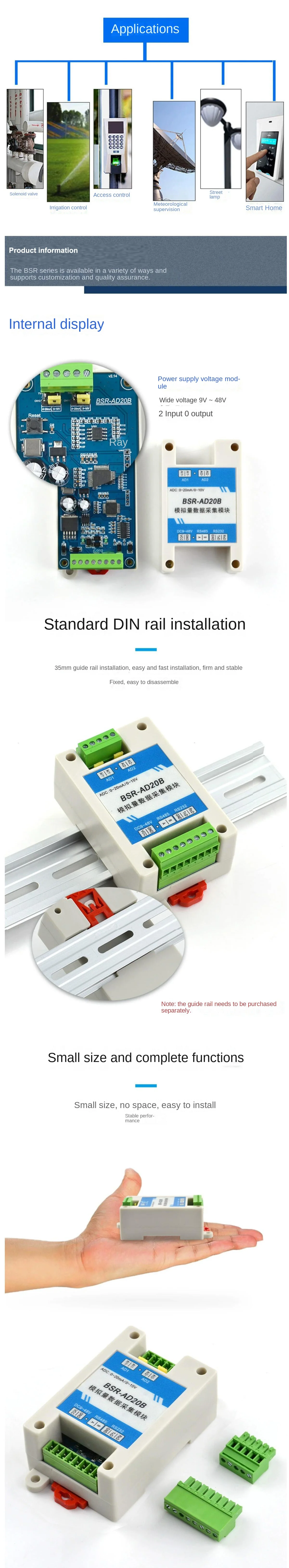 2CH 4CH Modbus IO RTU Module Series of DI/DO/AI/AO/ port by RS485/232 Communicat
