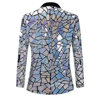 Luxury Laser Sequin Tuxedo Blazer Jacket Men One Button Shawl Lapel Dress Suit Blazer Male Party Stage Prom Singer Costume Homme 2