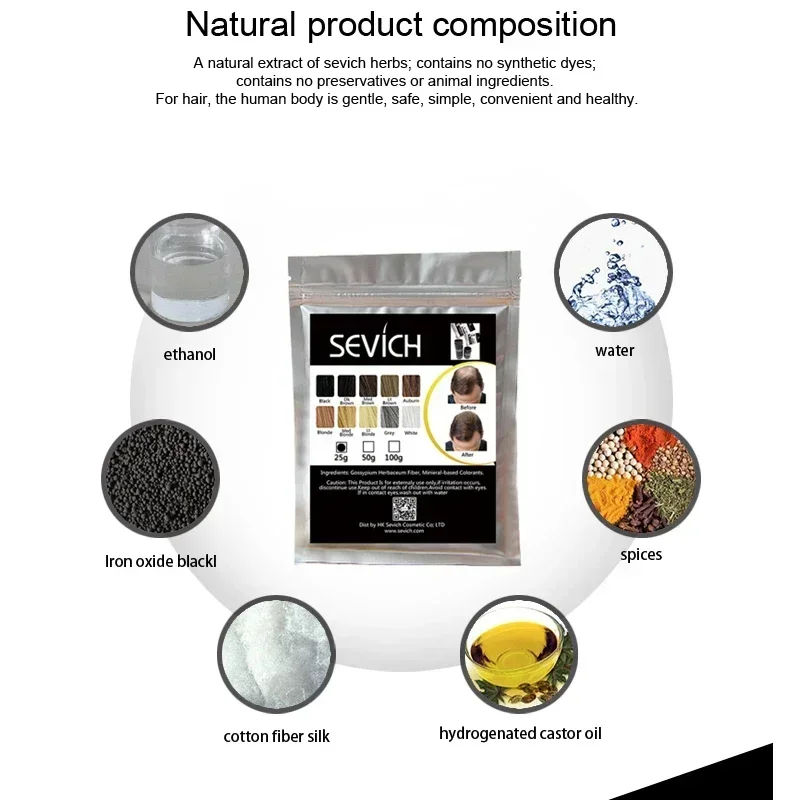 Regrowth Wig Oil Extension Hair Fibers Keratin Hair Loss Thinning Styling Powder Fiber Spray Applicator Sevich 25g Refill