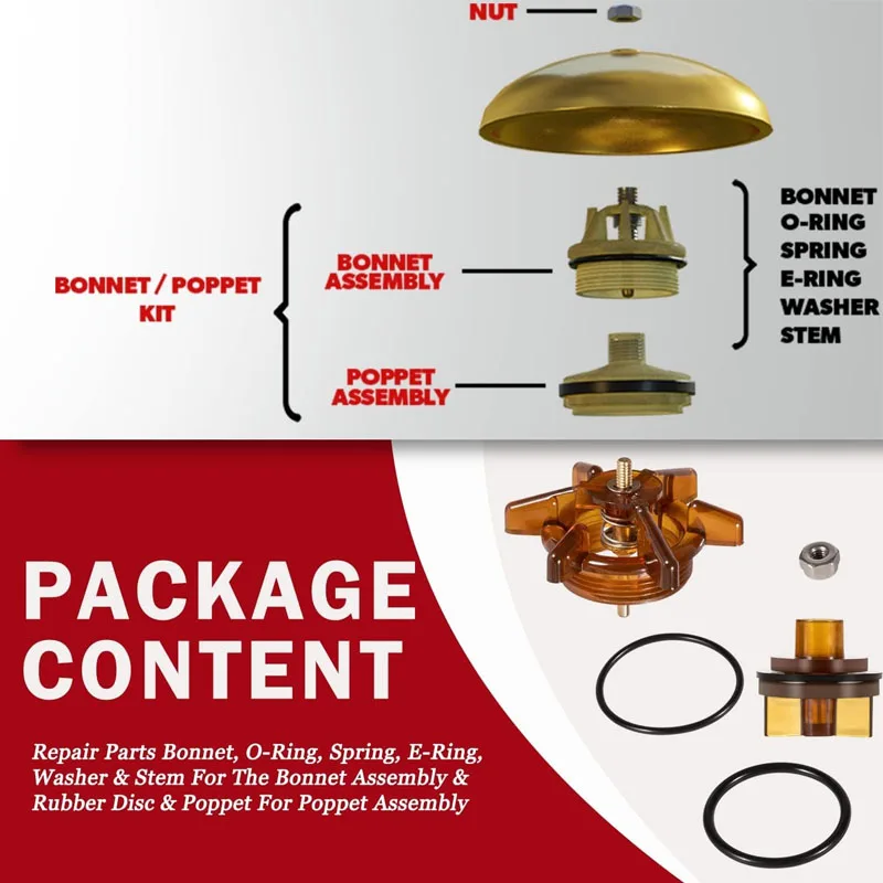 #905-211 Poppet & Bonnet Assembly Repair Kit Fits For Febco Model 765 1/2" to 3/4" , Fits for Febco PVB Model 765CBV & 765DBV