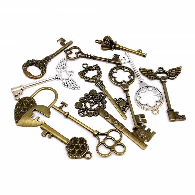 Old Gothic Brass Gas Valve Key Pendant Steampunk Jewelry Assemblage Supply  - Victorian era