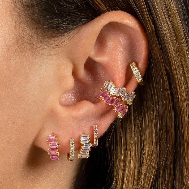 1pc Fashion Adjustable C Shape Cubic Zirconia Ear Cuff Ear Clip for Women Stainless Steel Without Piercing Cuff Jewelry