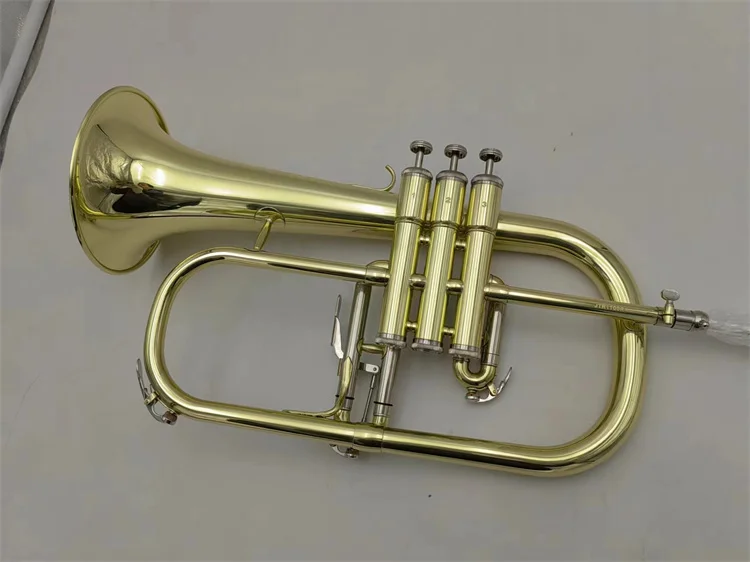 Professional Flugelhorn Gold Lacquer Case Bb Yellow Brass Bell