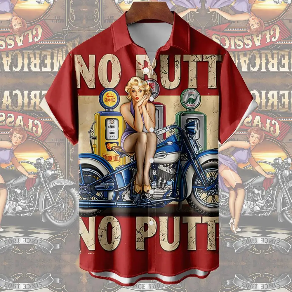 Motorcycle Men's Shirts Route 66 Classic Tees 3d Print Short