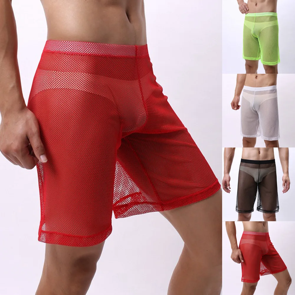 

Hot Men Mesh Boxershorts See-Through Boxer Shorts Loose Lounge Underwear Sheer Soft Ultra-thin Panties Lingerie Trunks Clubwear