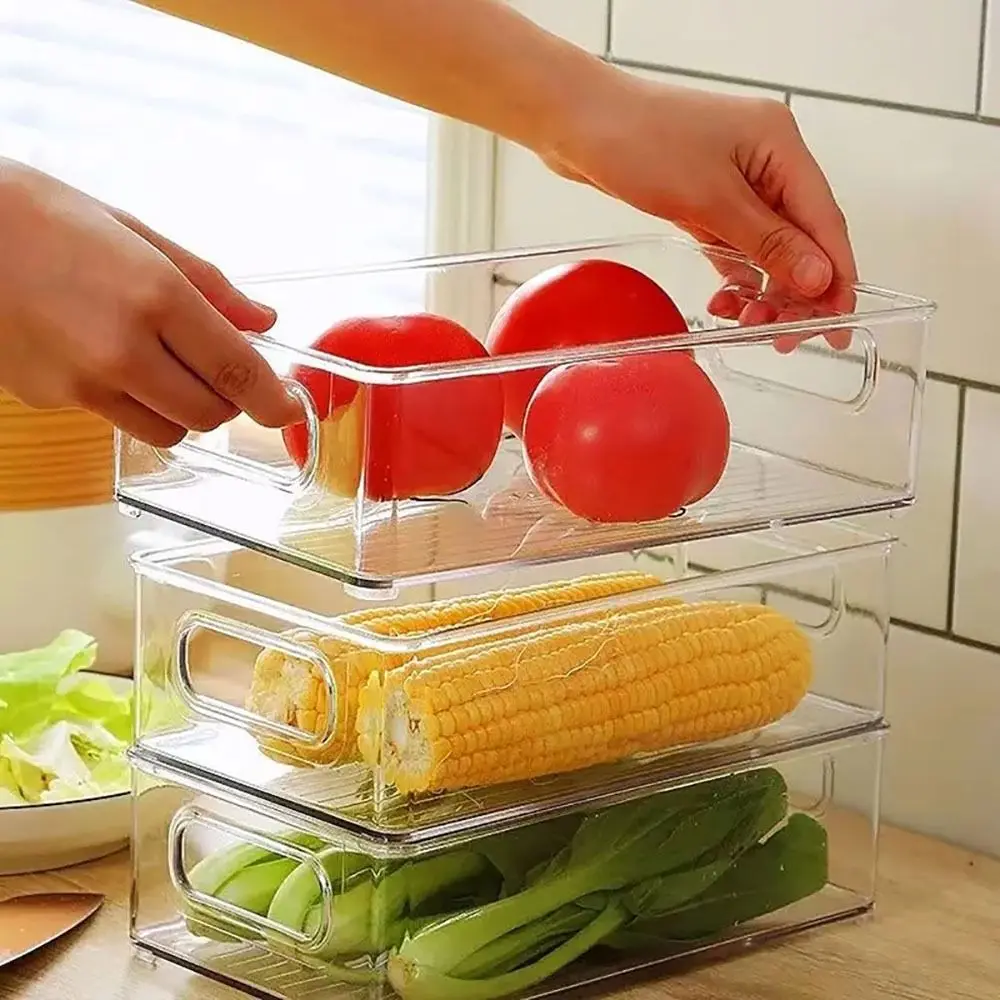 1Pcs Fruit Food Jars Book Cosmetic Jewelry Fridge Bin Transparent Clear Table Kitchen Student Desk Storage Box Stackable_voghion.com