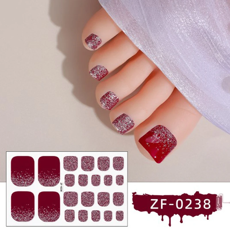 Nail Stickers Nail Art Tools Nail Art Decoration Nail Decals New Nail Polish Film Toenail Stickers Solid Color Glitter Toe Nail Art Sticker DIY Waterproof Adhesive Wraps Decals Decors
