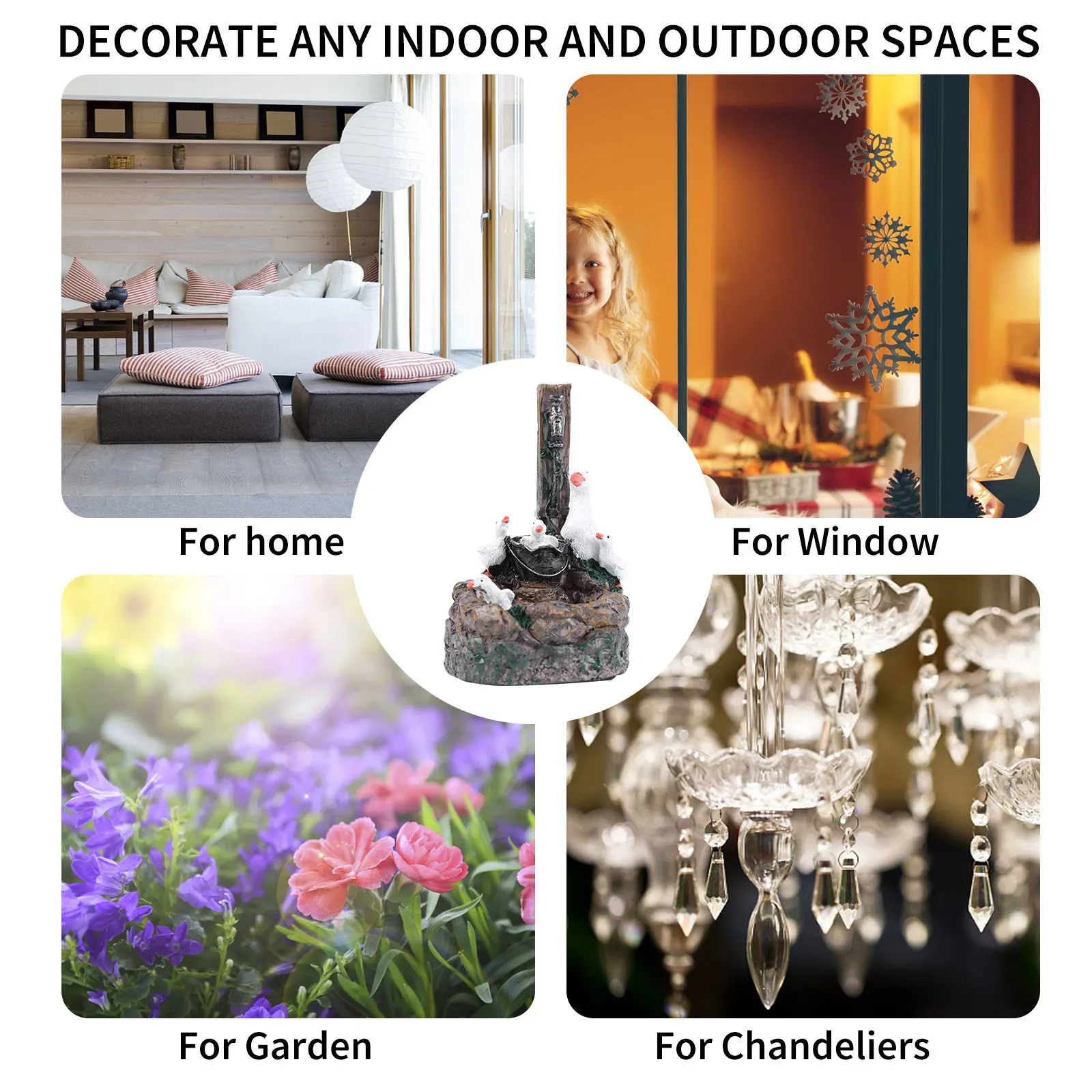 Duck /Squirrel Fountain Ornament Duck Resin Sculpture Ornament Landscaping Decor with Light Water Fountain Duck Statue for Lawn