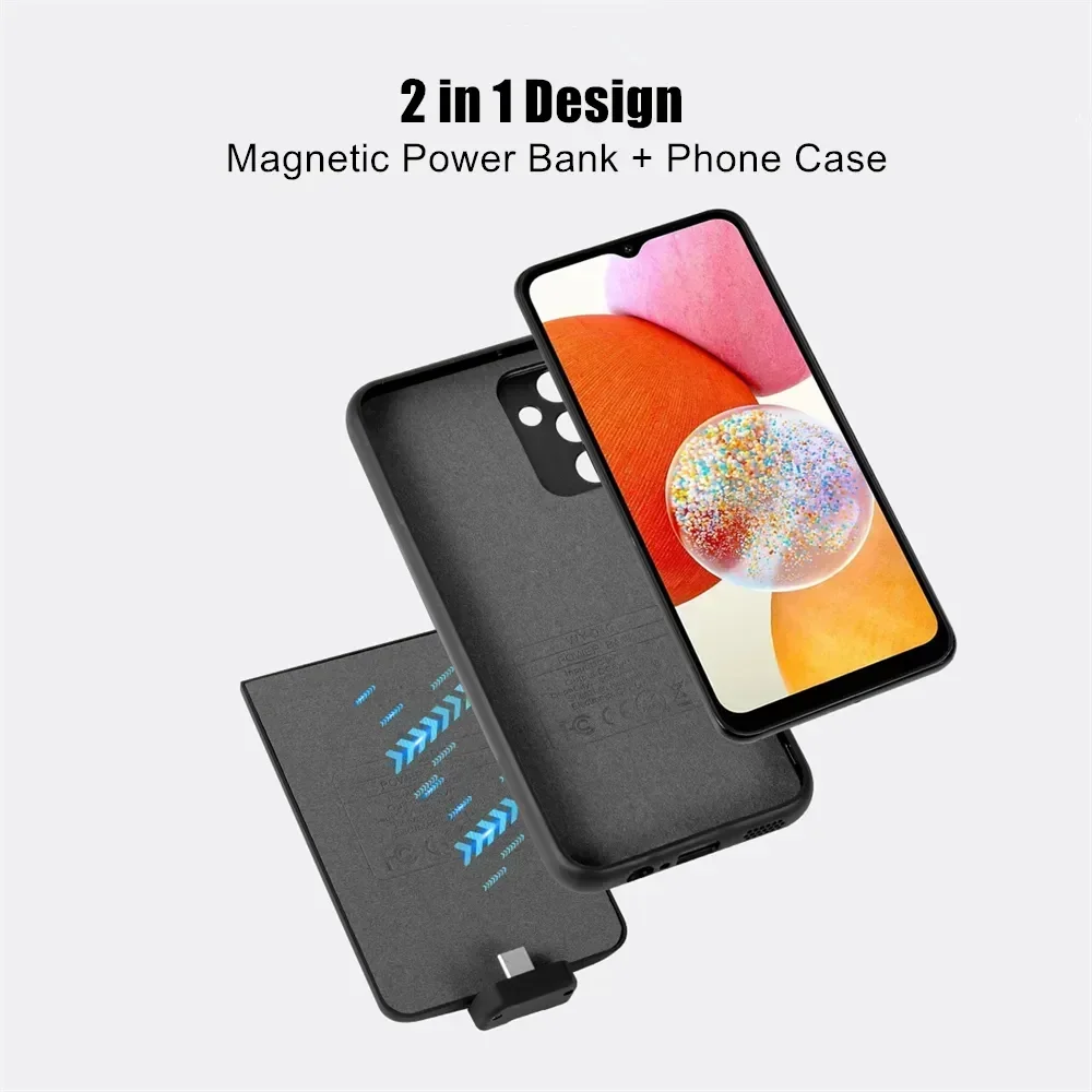 삼성 갤럭시 A34 5000mAh 배터리 충전 케이스 파워 뱅크 폰 커버, 삼성 A34 5G 호환, 배터리 수명 연장