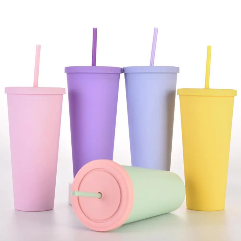 Hard Plastic Cups With Lid And Straw Kids Smoothie Black Kawaii Cute  Reusable Juice Water Drinking Items Bottle Portable Party - AliExpress