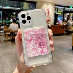 Silicone Photo Pocket Shockproof Card Holder Wallet Cover - Clear Soft Case - iPhone 11 (Transparent)