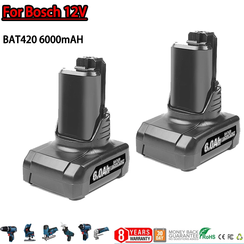 

For Bosch 12V/10.8V 3.0AH/4.0AH/6.0AH Li-ion Replacement Battery BAT420 BAT411A BAT412A GBA 1Cordless Power Tools for Bosch 12V