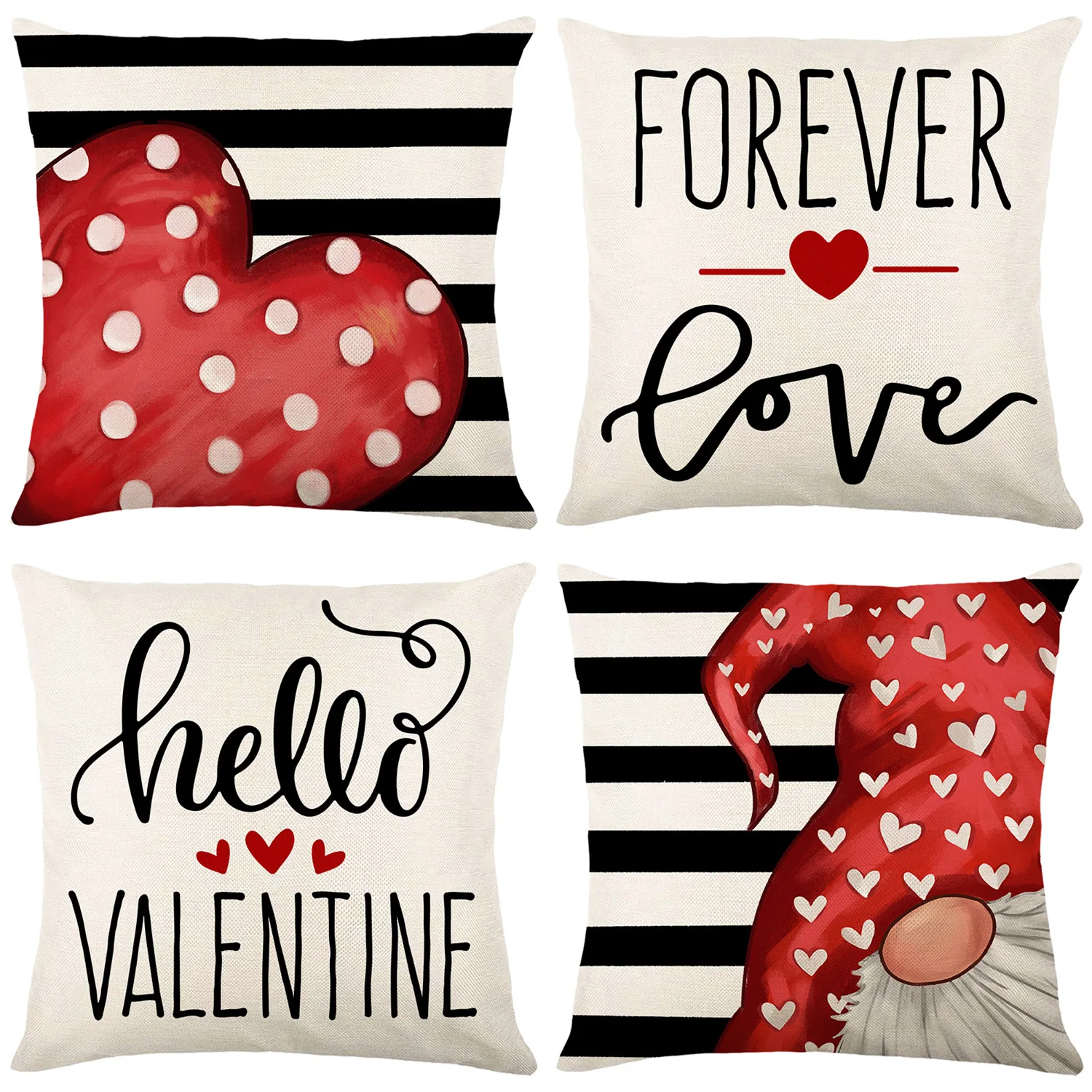 

Valentine's Day Single sided Linen Polyester Throw Pillow Cover Car Sofa Cushion Cover Home Decoration Throw Pillow Cover