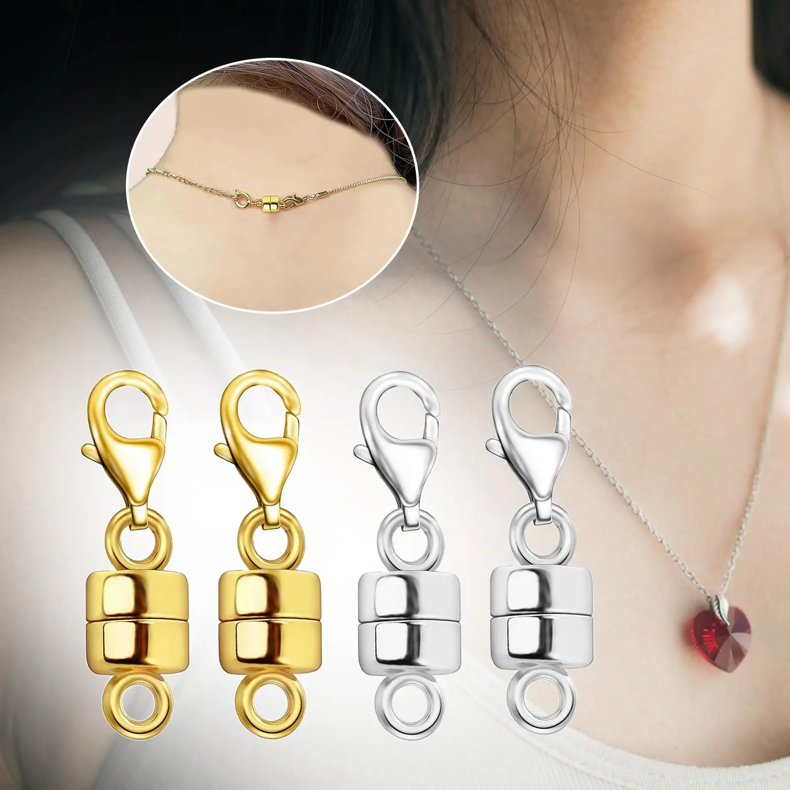 

4Pcs Magnetic Necklace Clasps and Closures Stylish Durable for Necklaces Chain Extender Smooth Surface Bracelet Clasp Converter