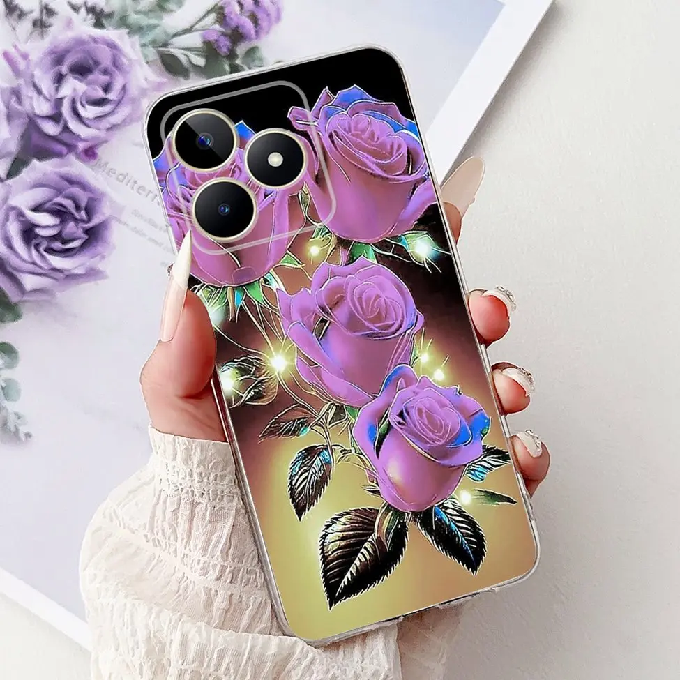Clear Cute Cat & Butterfly Design Phone Case with Flower Accents - Stylish Protective Back Cover