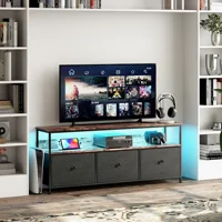 Шкаф для телевизора Anajqaqia, шкаф для телевизора со светодиодной подсветкой, меняющий цвет, с 3 ящиками, стол для телевизора, с открытым местом для хранения вещей для гостиной, спальни — изображение 2