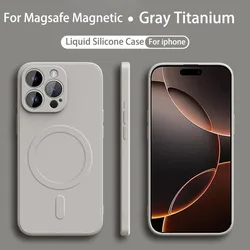 Magnetic Liquid Silicone Phone Case with Soft MagSafe Compatibility - iPhone 15 (Titanium Gray)
