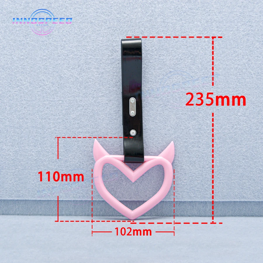 레이싱 PVC 악마 하트 쓰리카와 링 스타일, JDM 자동차 기차 버스 핸들, 핸드 스트랩 풀 링