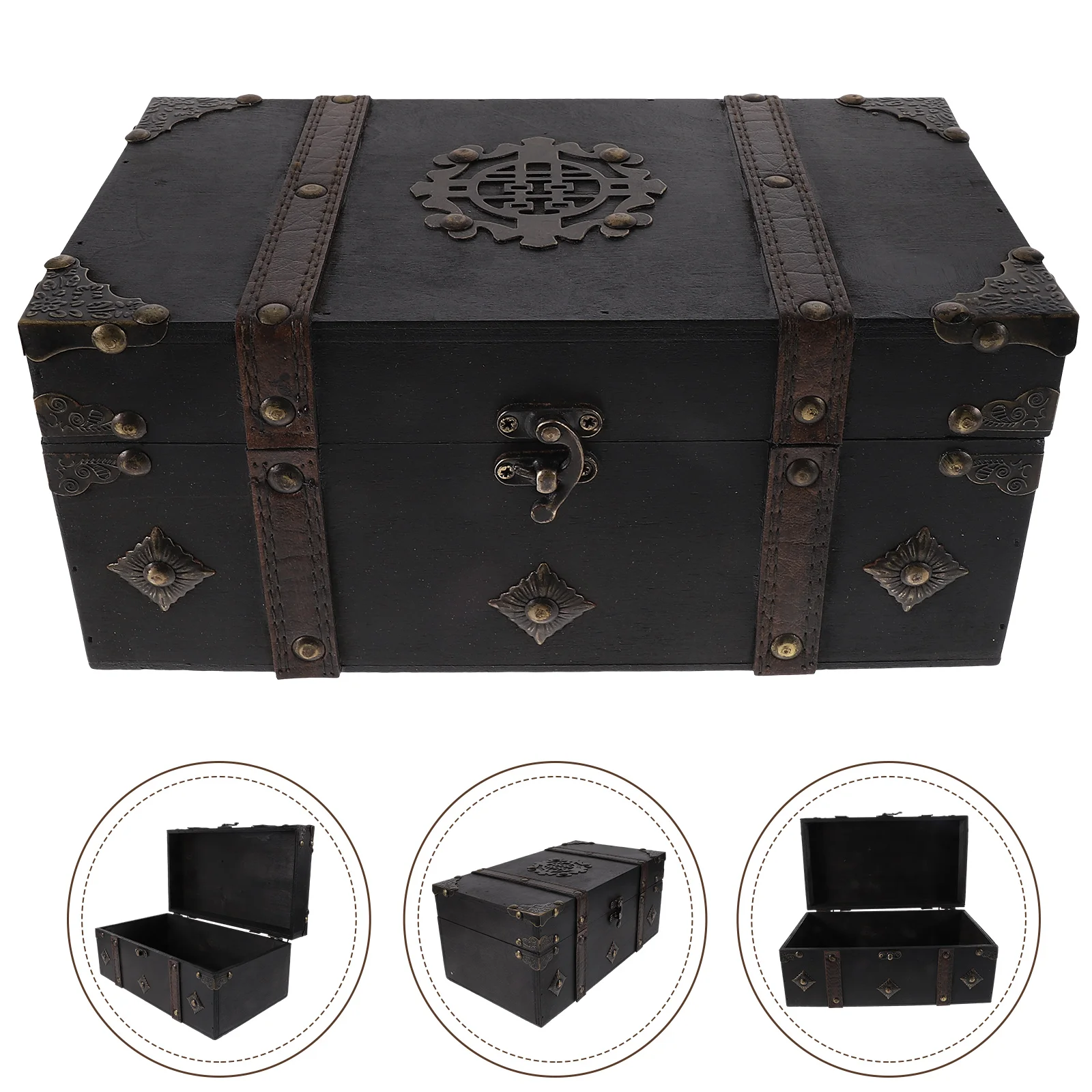 

Photo Prop Pirate Treasure Retro Sundries Organizer Wood Candy Case Jewelry Storage Wooden box Chest Sundries Storage