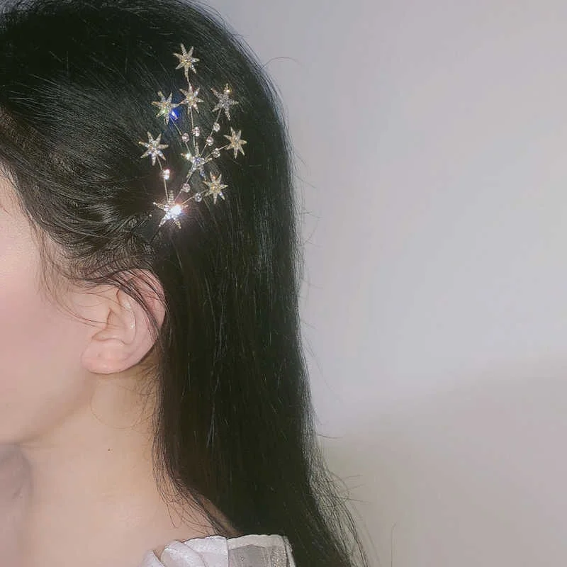 2022 Korea New Sweet Crystal Hair Clip Headwear For Women Fashion Girl Gold Silver Hairgrip Hair Accessories Barrettes Side Clip claw hair clips