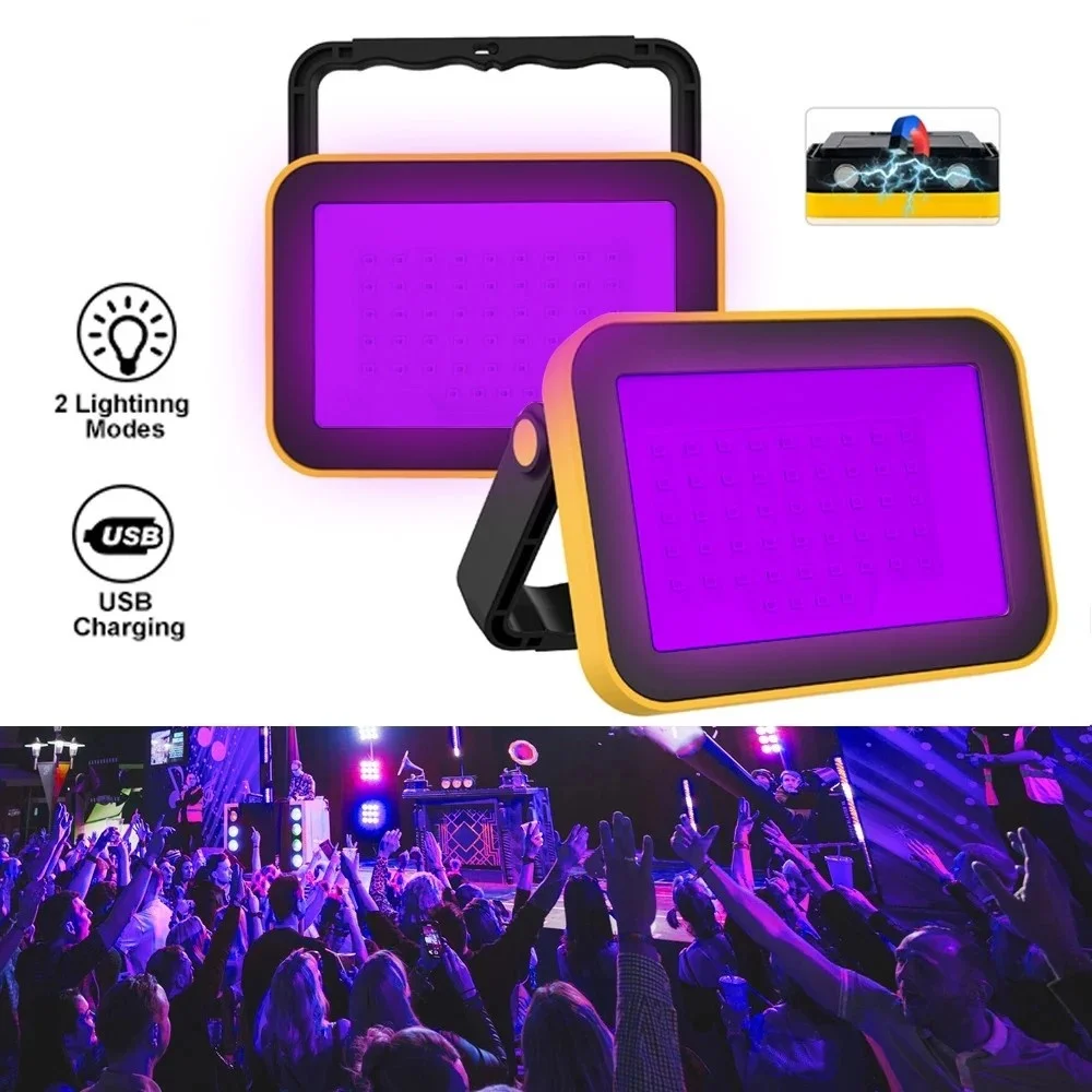 SMD Magnetic LED UV Blacklight Work Light Stage Blacklight UV Flood Effect Light for Halloween Christmas Dance DJ Disco Party