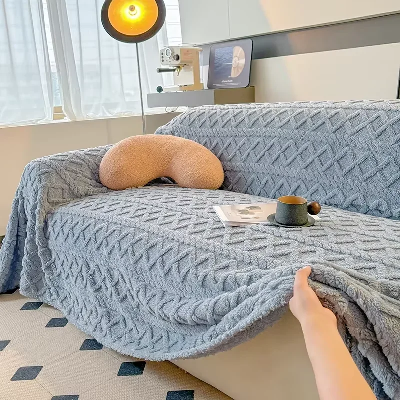Super Warm Blanket for Sofa Coral Fleece Sofa Blanket Towel for Winter Soft Thick Couch Cover for Living Room 1/2/3/4 Sofa Cover 6