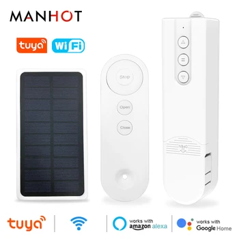 Tuya WiFi Smart Electric Shutter Roller Blind Curtain Motor with RF Remote Solar Panel Voice Control for Alexa Google Home Alice