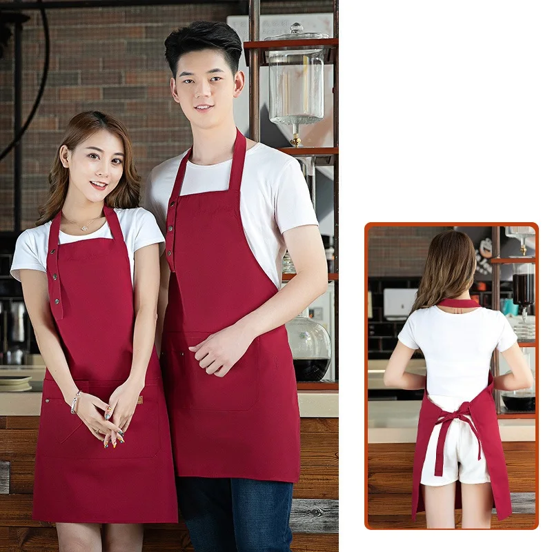 C853 Hotel Waiter Work Clothes Front Desk Cashier Coffee Shop Hotpot Hotel Waiter Apron Painting Caps