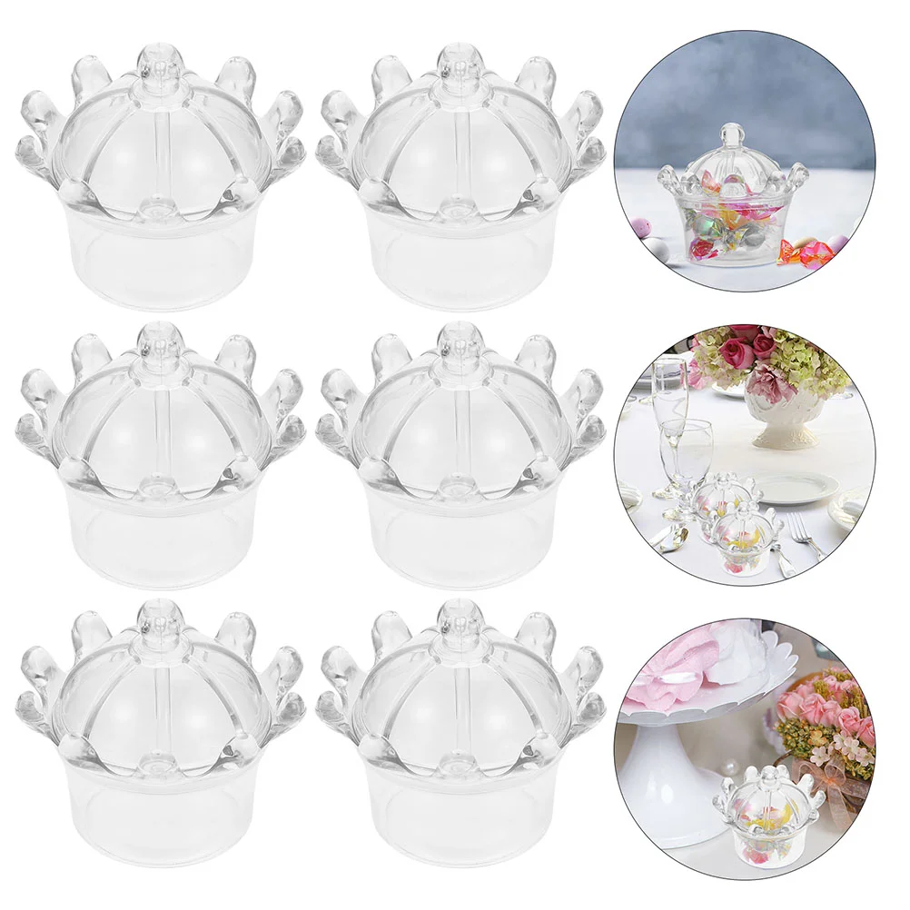 

Box Treat Jars with Lids Jewelry Box Crown Gift Boxes Wedding Party Favor Boxes Glass Storage Jars With Lids Clear Candy