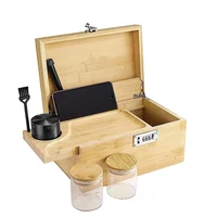 Bamboo storage box with combination lock, large bamboo combination box storage box, glass jar and herb grinder, Christmas gift 2