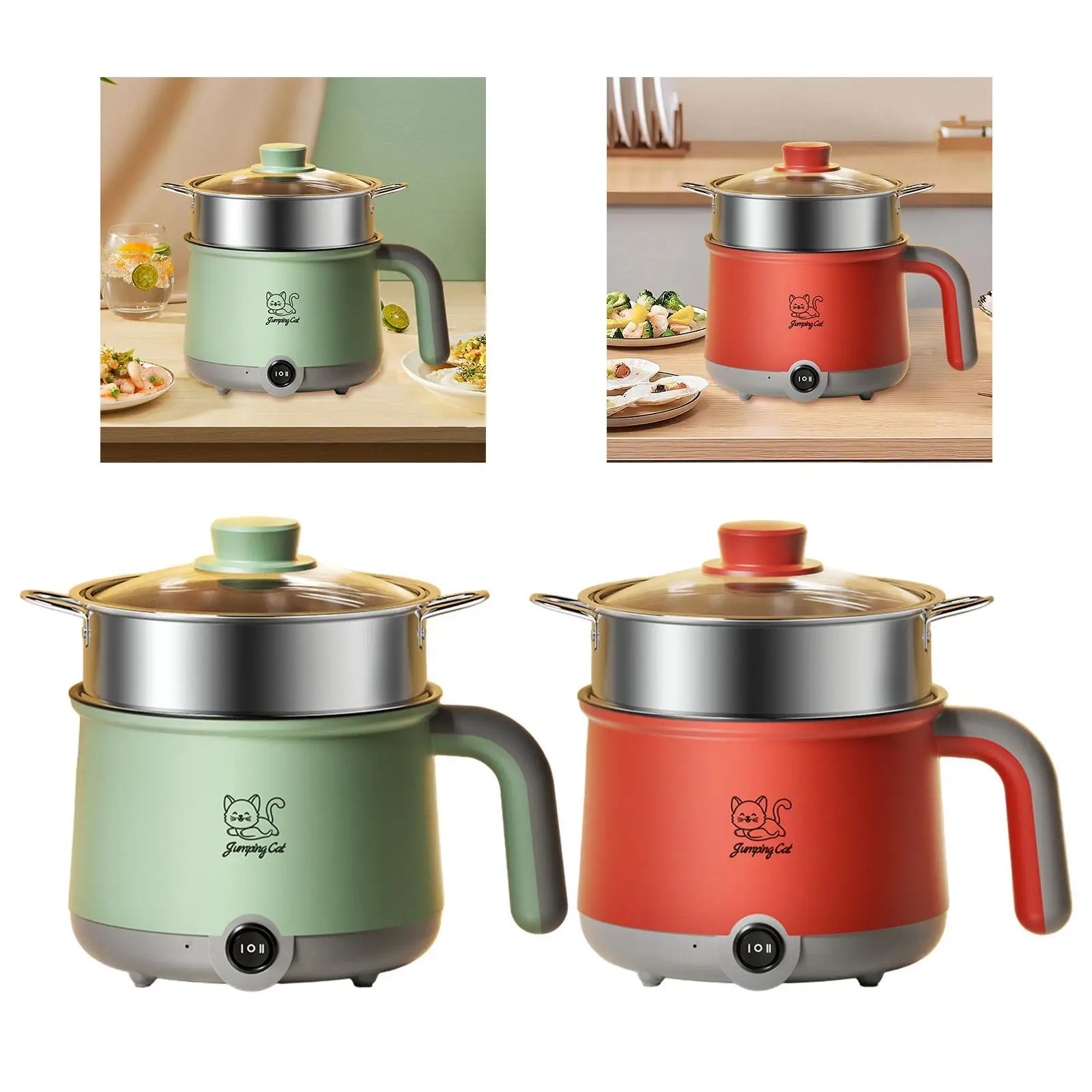 Hot Pot Electric with Steamer Household Nonstick for Shabu Shabu Steak Ramen 4