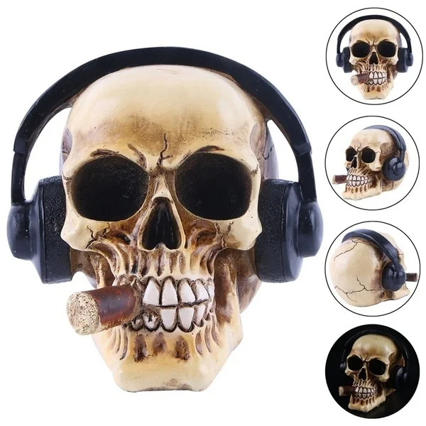 

Resin Skull Head Figurine Realistic Human Skull Halloween Skull Horrible Skeleton Head Ornament for Home Decoration