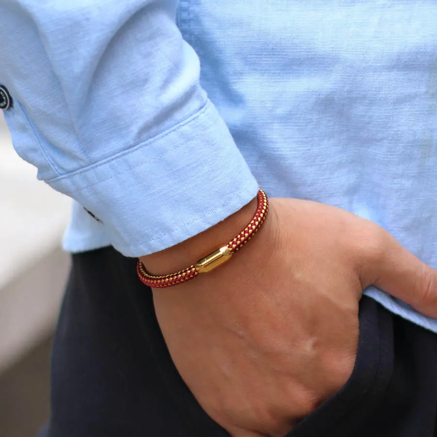 Gold Color Stainless Steel Men Bracelet with Magnet Buckle