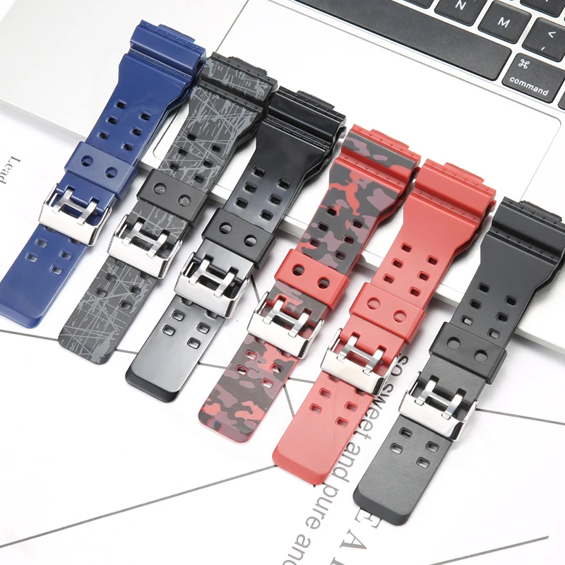 

Watch Accessories 16mm Resin Strap Suitable for Casio G-Shock GLS GD120 GD GA110 GA100 Men's Women's Sports Camouflage WatchBand