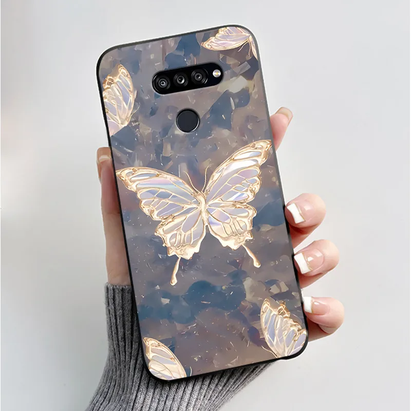 Fashionable Black Silicone Bumper Cover with Butterfly Flower Design - Soft Phone Case