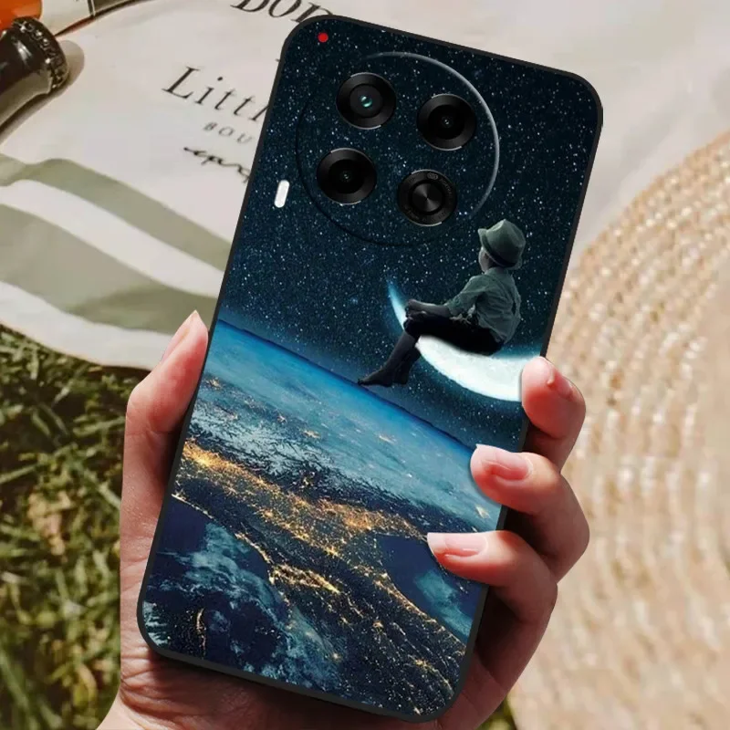 Stylish Painted Silicone TPU Soft Phone Case - Black Protective Shell