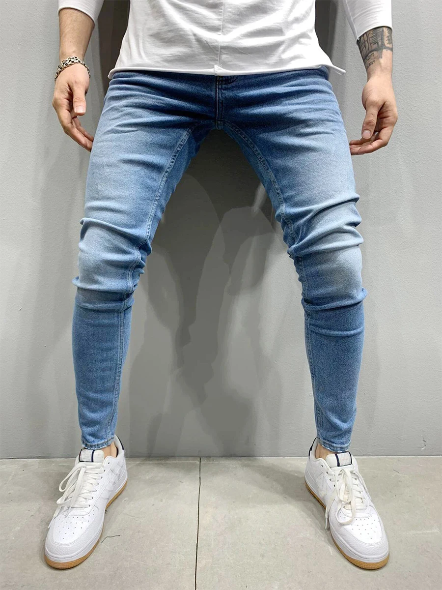 Spring Fall Solid Color Jeans Classic Blue Stretch Denim Pants Sport Boys High Quality Clothing Pants 2023 Summer Street Jeans