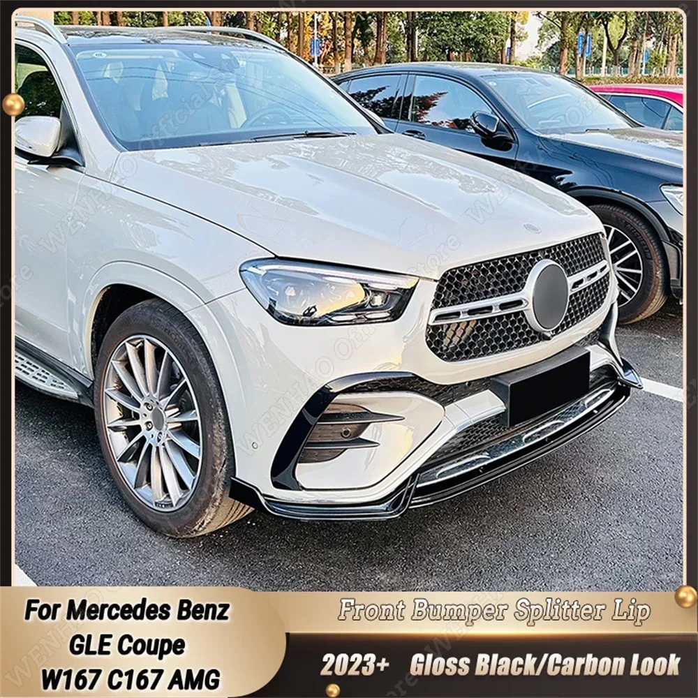 

Front Bumper Splitter Lip Diffuser Spoiler Protector Body Kit Tuning Gloss Black For Mercedes Benz GLE Coupe W167 C167 AMG 2023+